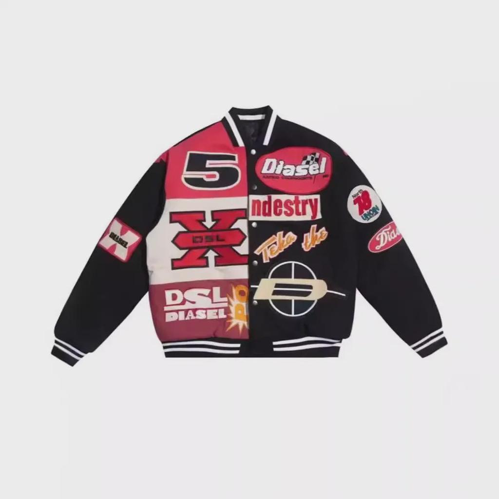 Бейсбольная куртка в стиле хип-хоп от Park Jae-Bum & Wang Jiaer: Свободный крой, тяжелая вышивка, модный унисекс-дизайн