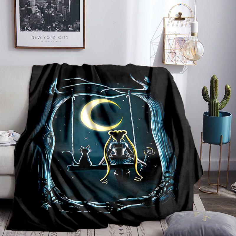 Moonlit Guardian Blanket Flannel Throw for Sofa, Indoor, Camping, Living Room, Office, Chair, And Bed Soft Birthday Gift