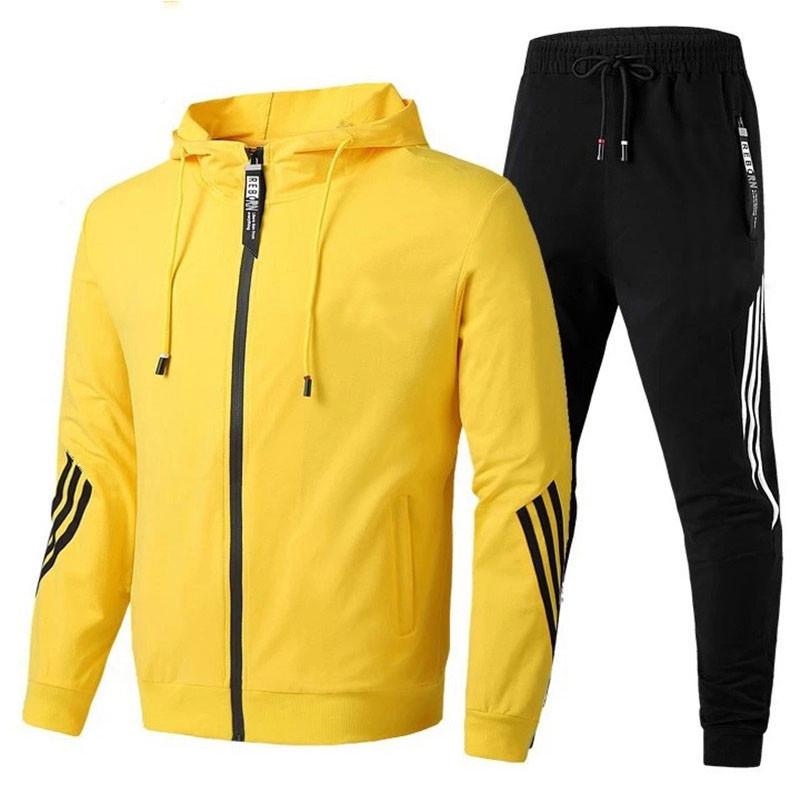 Men's Slim Fit Hooded Sweatshirt Sportswear Casual Two-Piece Set for Spring and Autumn