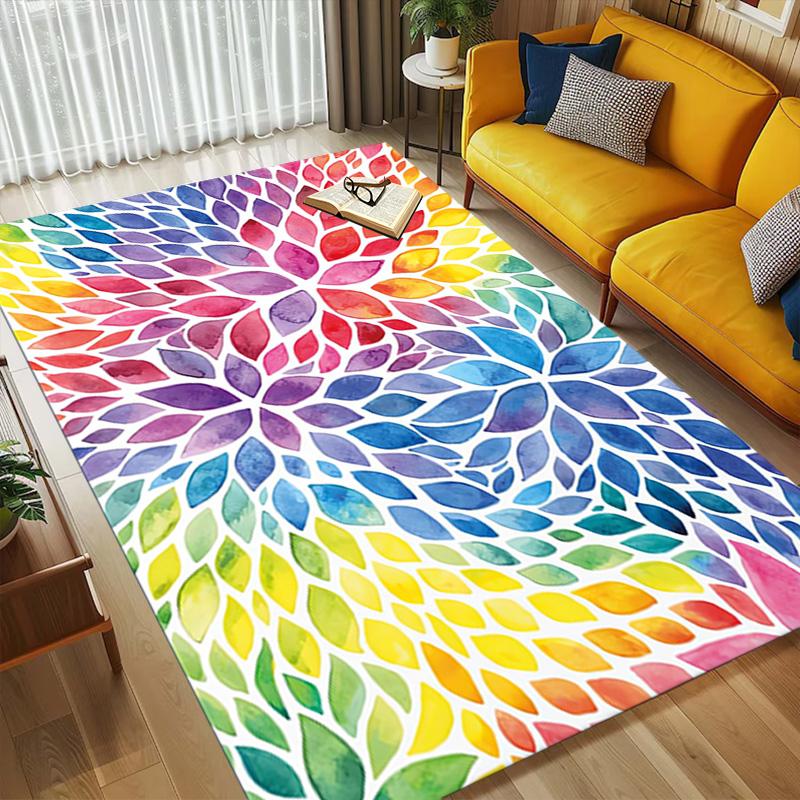 Rainbow Flowers Living Room Nonslip Area Rug Soft Carpet For Bedroom Game Playroom Sofa Office Home Decor Doormat Christmas Gift C9301781