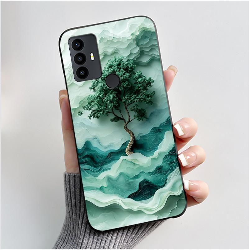 Cute Case For TCL 30 SE Protective Cover For TCL 30E Funda For TCL 306 305 Printing Shell Soft Silicone Cartoon Black Casing