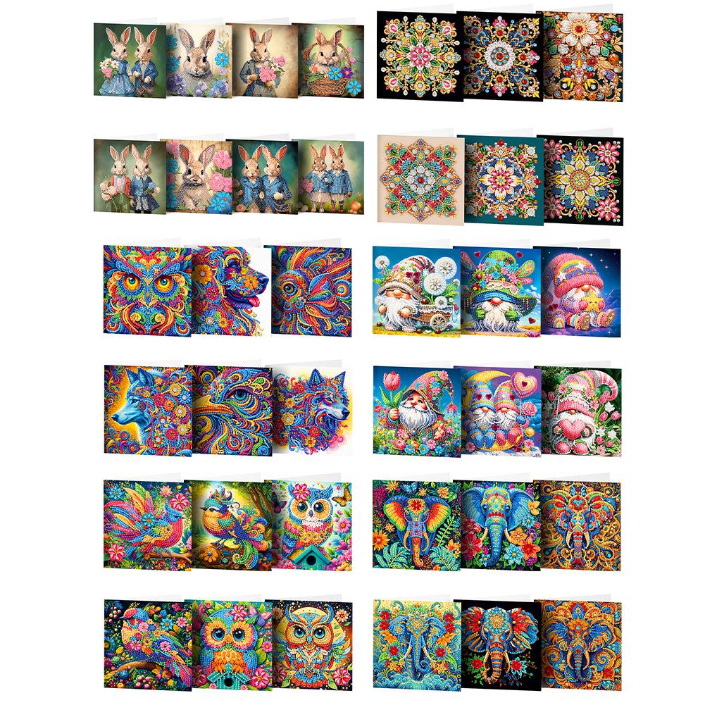 6/8 шт. DIY Стразы Алмазная мозаика Открытки Тема Животные Алмазная живопись Поздравительные открытки Открытки с благодарностью и Праздничные пожелания