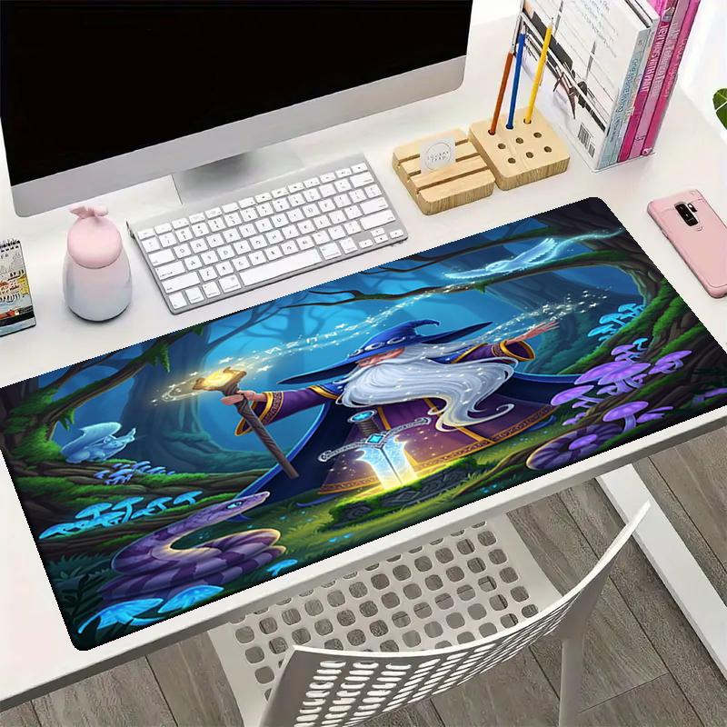 Wizard Theme Mouse Pad, Non Slip Rubber Base, Multifunctional Office & Home Decor, Perfect for Workspace Personalization.