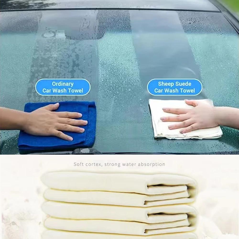 Полотенца для мытья автомобиля из натуральной замши, супер впитывающие салфетки для сушки и чистки окон автомобиля, быстросохнущее полотенце для мытья автомобиля