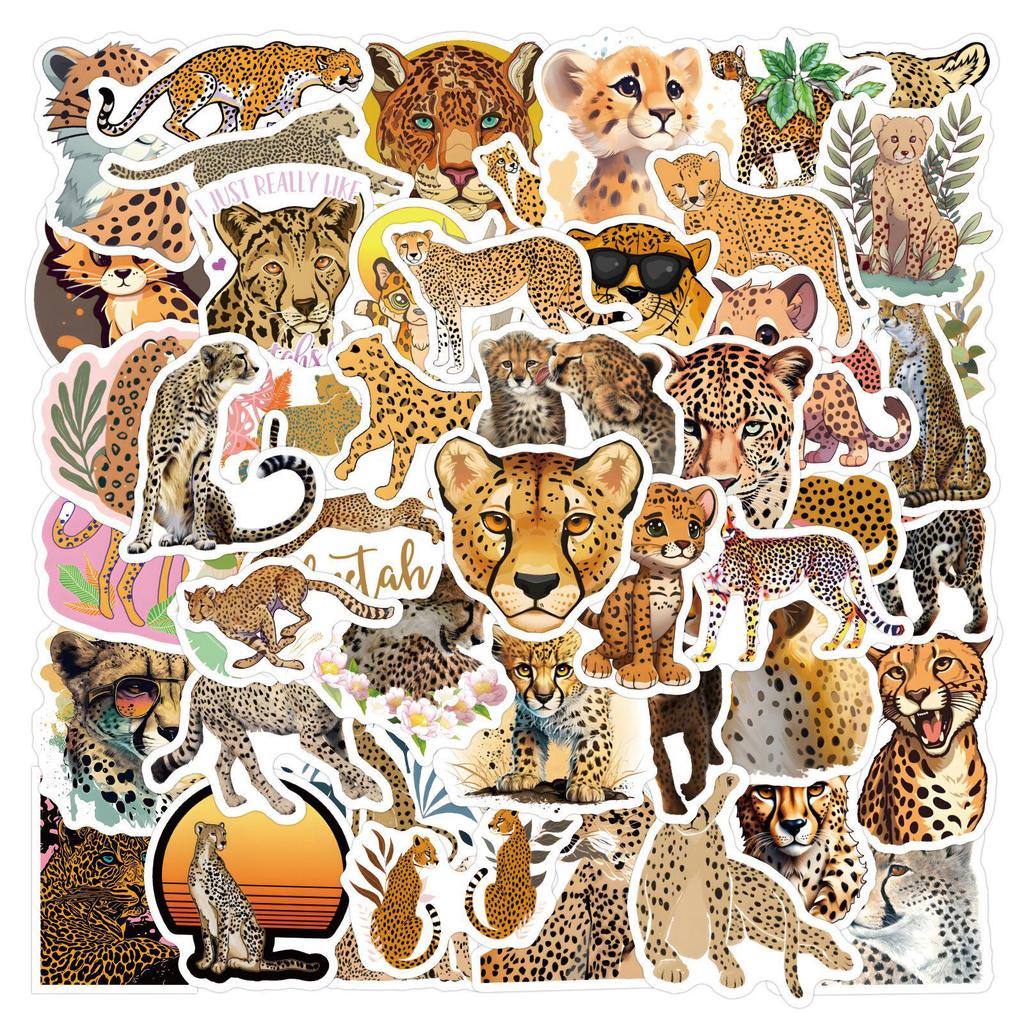 60 Cheetah Graffiti Animal Stickers for DIY Planner, Water Bottle, and Suitcase Decoration