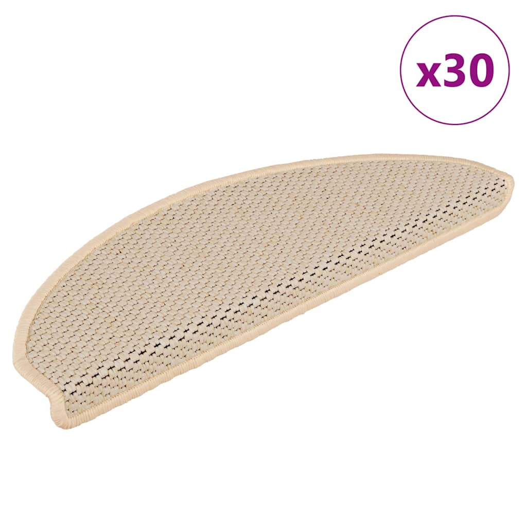 Self Adhesive Stair Treads Sisal Look 30 pcs 65 x 21 x 4 cm