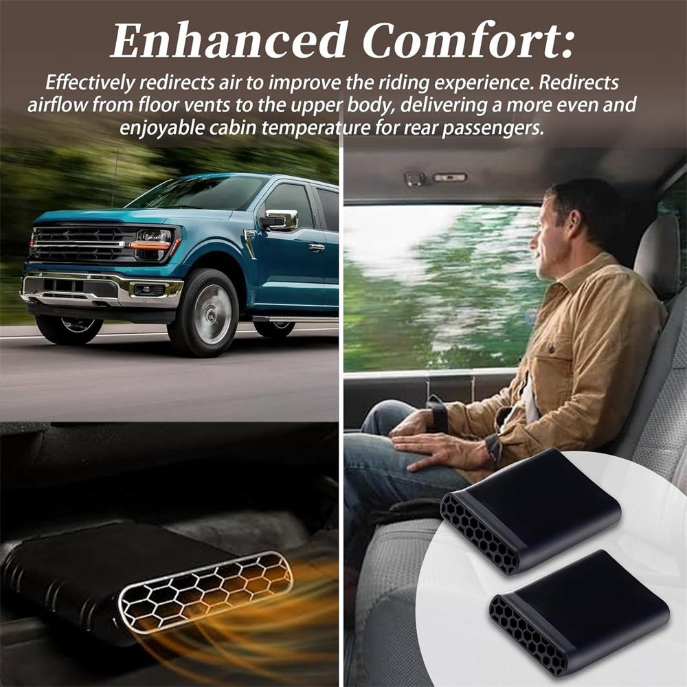 2Pcs Rear Floor Vent Air Deflector For 22-24 Ford F150 F-150 Lightning & Raptor