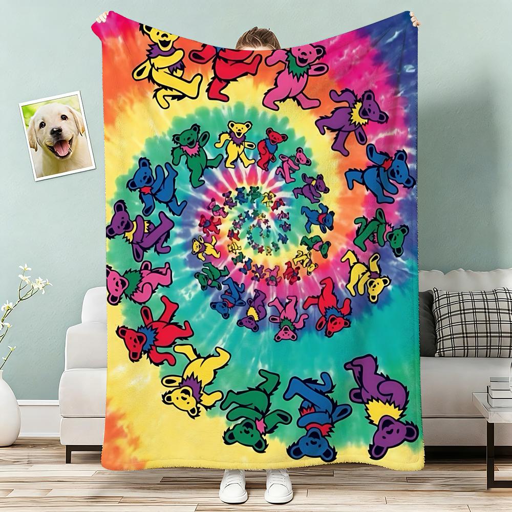 Album G-Grateful D-Dead band Throw Lightweight 240g Flannel Blanket Soft Skin-friendly for Summer Cooling
