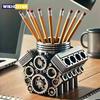 Подставка для ручек V8 Двигатель автомобиля Подставка для ручек Креативный настольный органайзер для канцелярских принадлежностей для дома и офиса Декор Настольное украшение