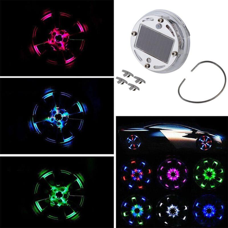Solar Energy Auto Flash Led Tire Light Car Wheel Hub Lamp Colorful Strobe Light Modified Accessories