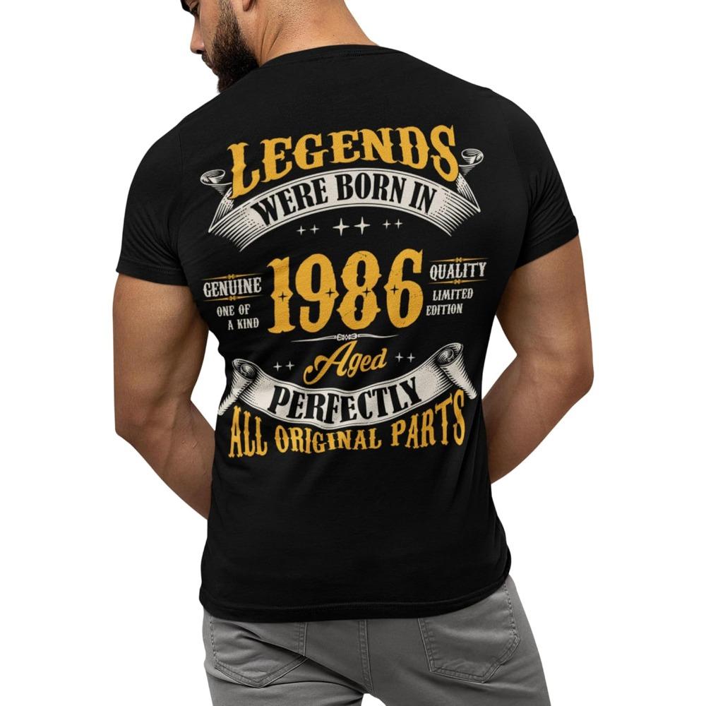 Birthday Shirt for Men Legends Were Born in 1986 or 1966 Tshirt 40 Years Old and 60 Years Old Mens Vintage Tee Backprint Tshirt