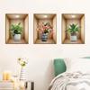 3Pcs Watercolor Realistic Potted Flower Plant Wall Stickers Removable For Bedroom Living Room Nursery Decoration Wall Decals