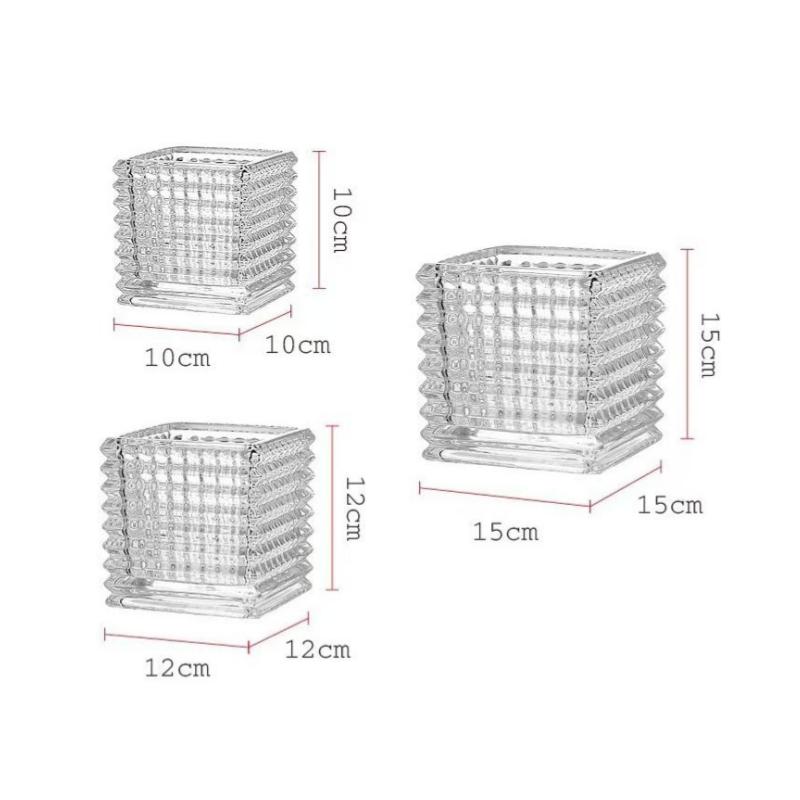 Прозрачная квадратная стеклянная ваза, геометрический квадратный цветочный горшок, цветочные композиции, аксессуары для террариума, украшения дома, аксессуары