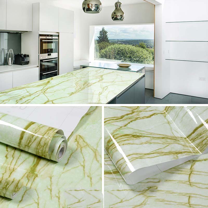 5 M Pearl White DIY Decorative Film PVC Self Adhesive Wall Paper Furniture Renovation Stickers Kitchen Waterproof Oil-proof Marble Wallpaper