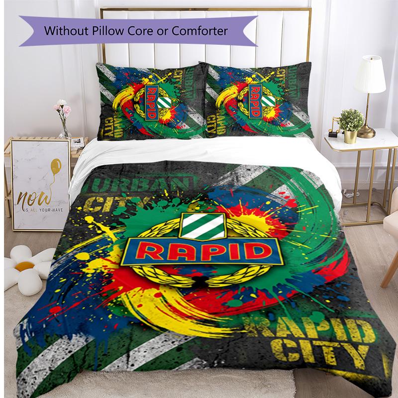Rapid Wien FC Printed 3PCS Bedding Set Breathable Duvet Cover with Pillowcases Decorative Bed Linen for Bedroom Home