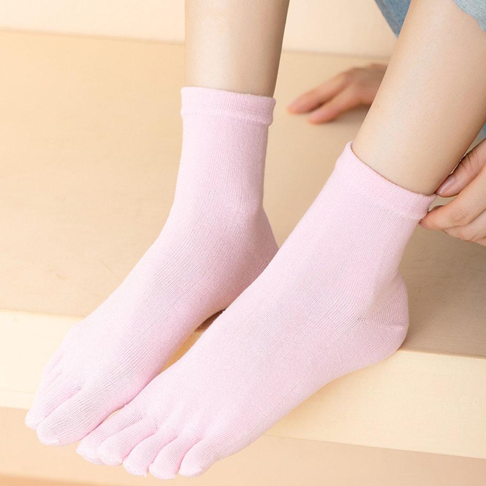 Однотонные хлопковые носки с пятью пальцами, серые, черные, средние, женские носки, осенне-зимние, теплые, дышащие, носки с пятью пальцами