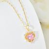 Розовый цирконий Любовное ожерелье Женское Легкая роскошь Простое Универсальное Инкрустированный кулон