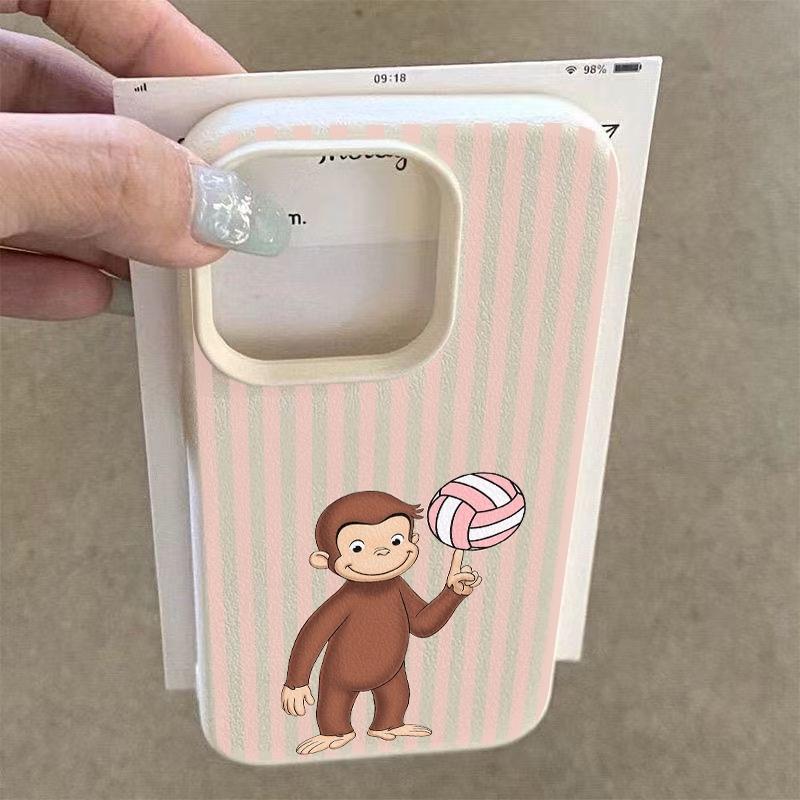 Curious Monkey Volleyball Vermicelli Stripe Case for Samsung Galaxy S26 Ultra S25 FE S24 S23 S22 S21 Plus A17 A37 A57 A56 Cover