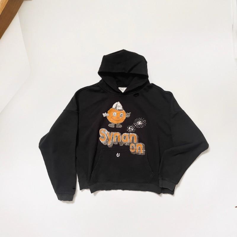 Oversized Distressed Graffiti Hoodie Unisex Streetwear Loose Fit Cotton Pullover Fall 2025