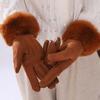 Fleece Lined Leather Gloves Suede Fabric Thermal Handwear Winter Mittens Snow Travel