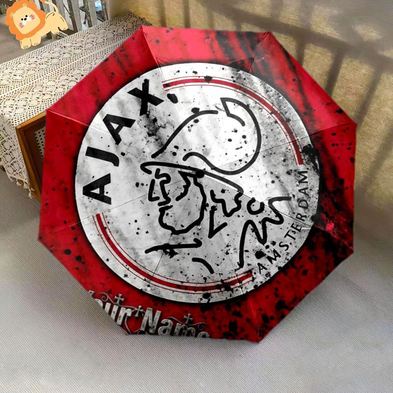 1 шт. Автоматический складной зонт - AFC Ajax, узор с индивидуальным названием, портативный и складной дизайн с 8 спицами, Рождественские и Дни рождения