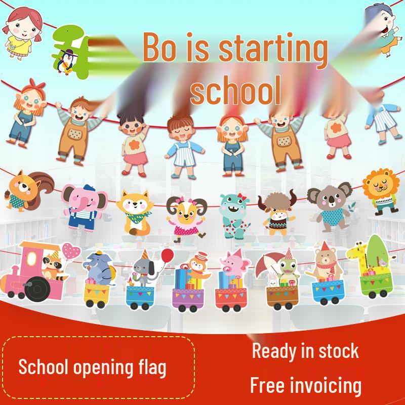 Creative Back-to-School Cartoon Banner Decoration for Classrooms and Kindergartens