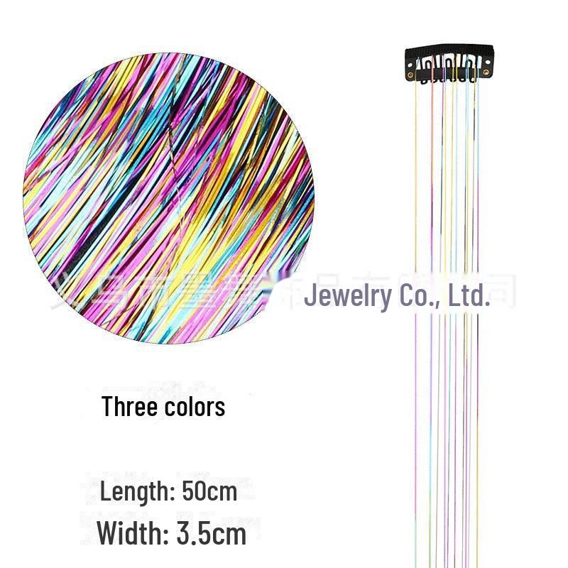 Накладные волосы Laser Silk из 6 прядей мишуры — яркие, бесшовные, с цветными золотыми и серебряными блестками