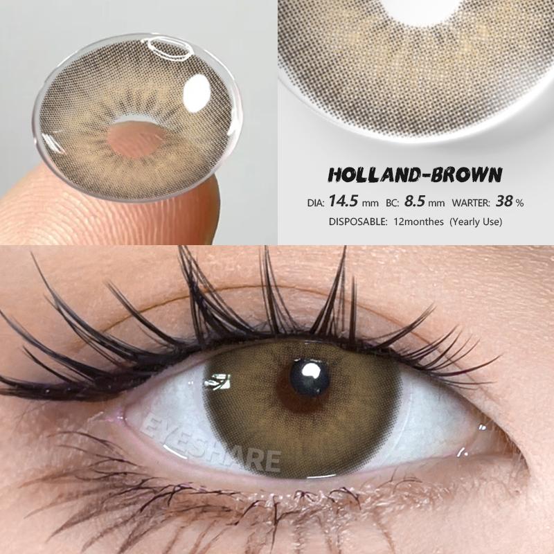 Eyeshare 1 Pair of Annual Colored Eye Contact Lenses High Quality Blue Lenses Brown Lenses Fashionable Natural Beauty Eye Contact Lenses