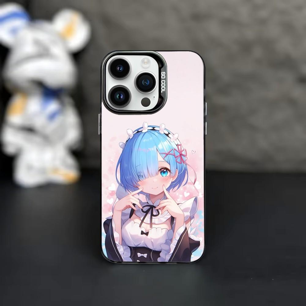 Мультяшный чехол для телефона R-Rem Re Z-Zero для iPhone 16,15,14,13,12,11,Mini,Pro,MAX Черный Матовый Ударопрочный