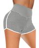 Gray High Waist Honeycomb Contrast Stripes Butt Lifting Yoga Shorts