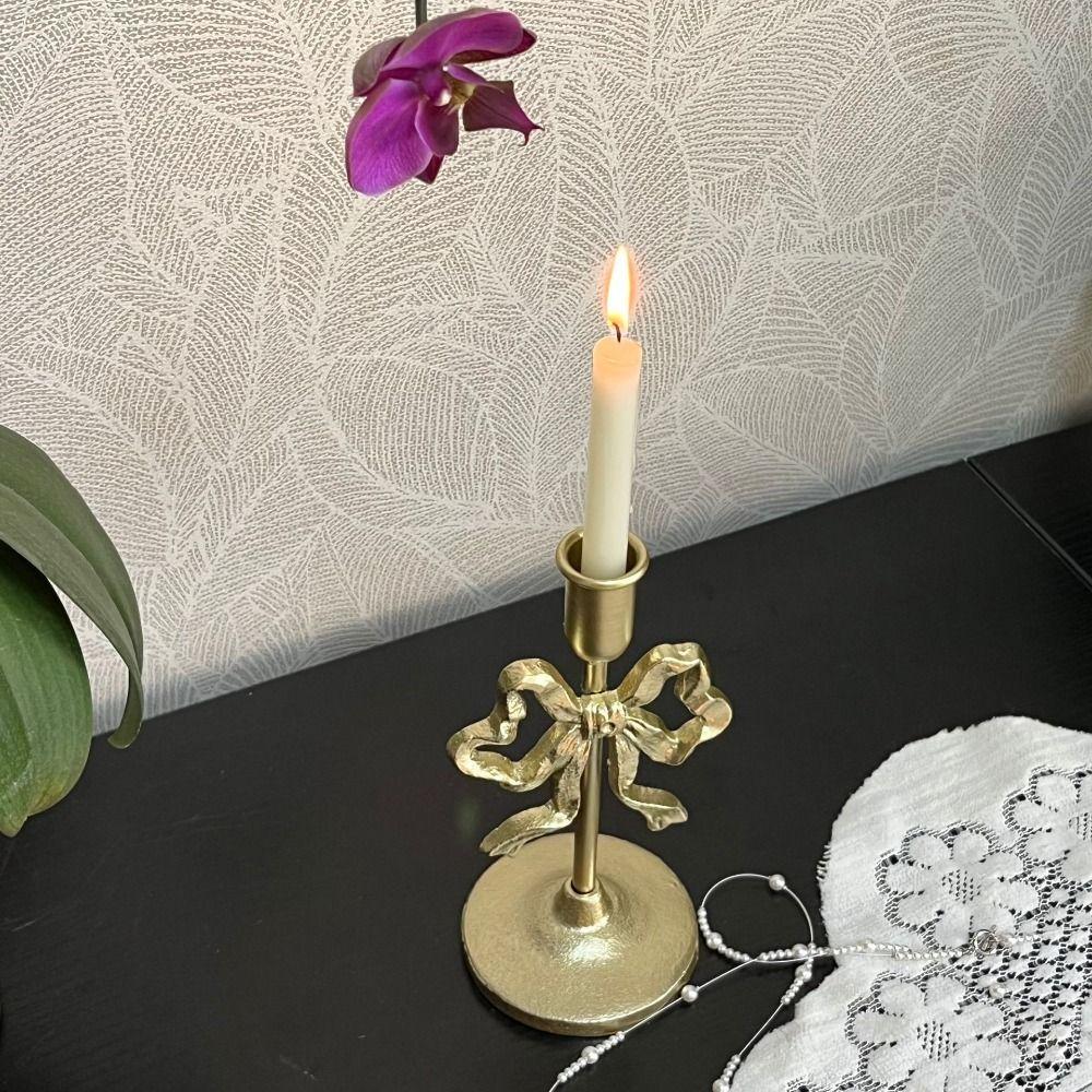 Single Head French Bow Candlestick Wrought Iron Wedding Candle Stand Window Display