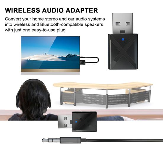 Беспроводной передатчик-приемник Адаптер 2-в-1 ТВ/автомобиль/ПК/динамик Bluetooth-совместимый 5.0 с автоматическим переподключением Беспроводной аудиоадаптер