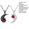 Feather Couple Necklace Red Rhinestone Feather Pendant Matching Necklace Valentine's Day Jewelry Gifts for Women Men