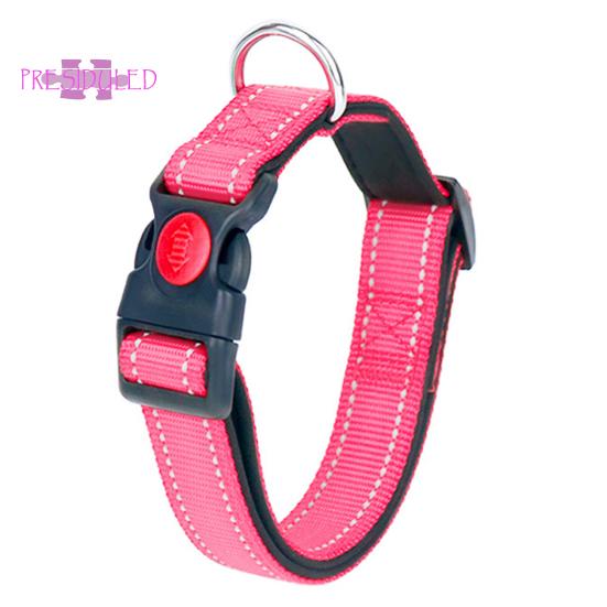 Ошейник для домашних животных Регулируемая длина Светоотражающий ремень Пряжка Застежка Предохранительный замок Металлическое D-образное кольцо Светоотражающий ошейник для собак с мягкой подкладкой для маленьких и средних собак Товары для домашних животных
