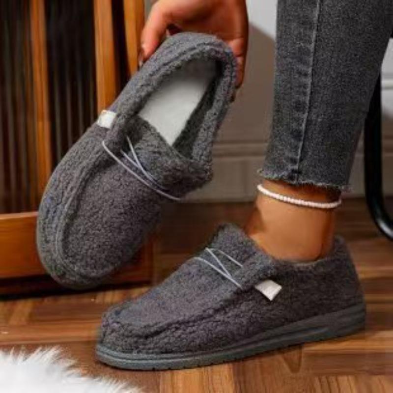 Внешняя торговля новые закатанные плюшевые на шнуровке большого размера на плоской подошве одинарные туфли женские трансграничные на одном педале плюшевые на шнуровке ленивые кеды