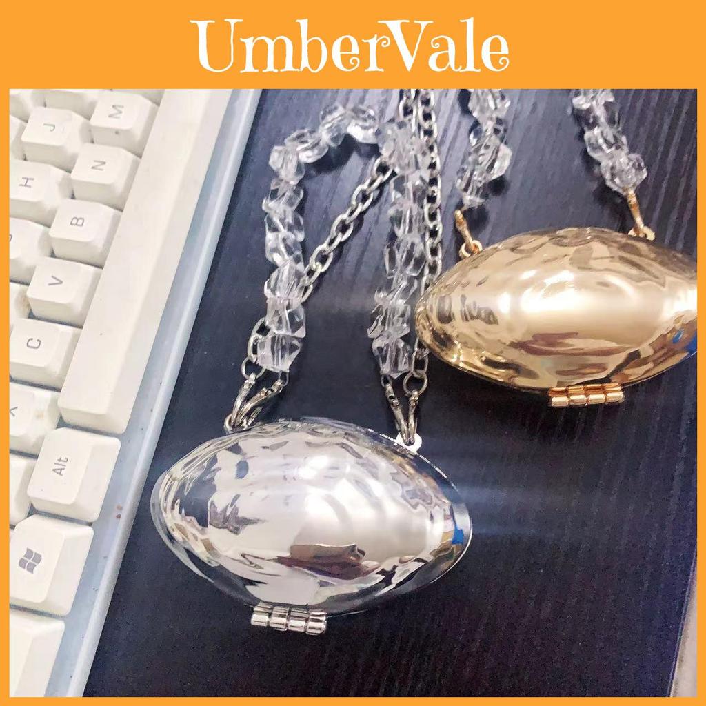Street Style Silver Metal Shell Mini Bag With Crystal Storage For Daily Use