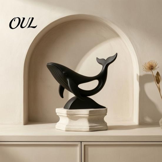 Durable PLA Sculpture Minimalist Hollow Whale Figurine, 3D Printed Matte Animal for Artistic Desktop Decoration Home Office Desk Decor, Modern Statues