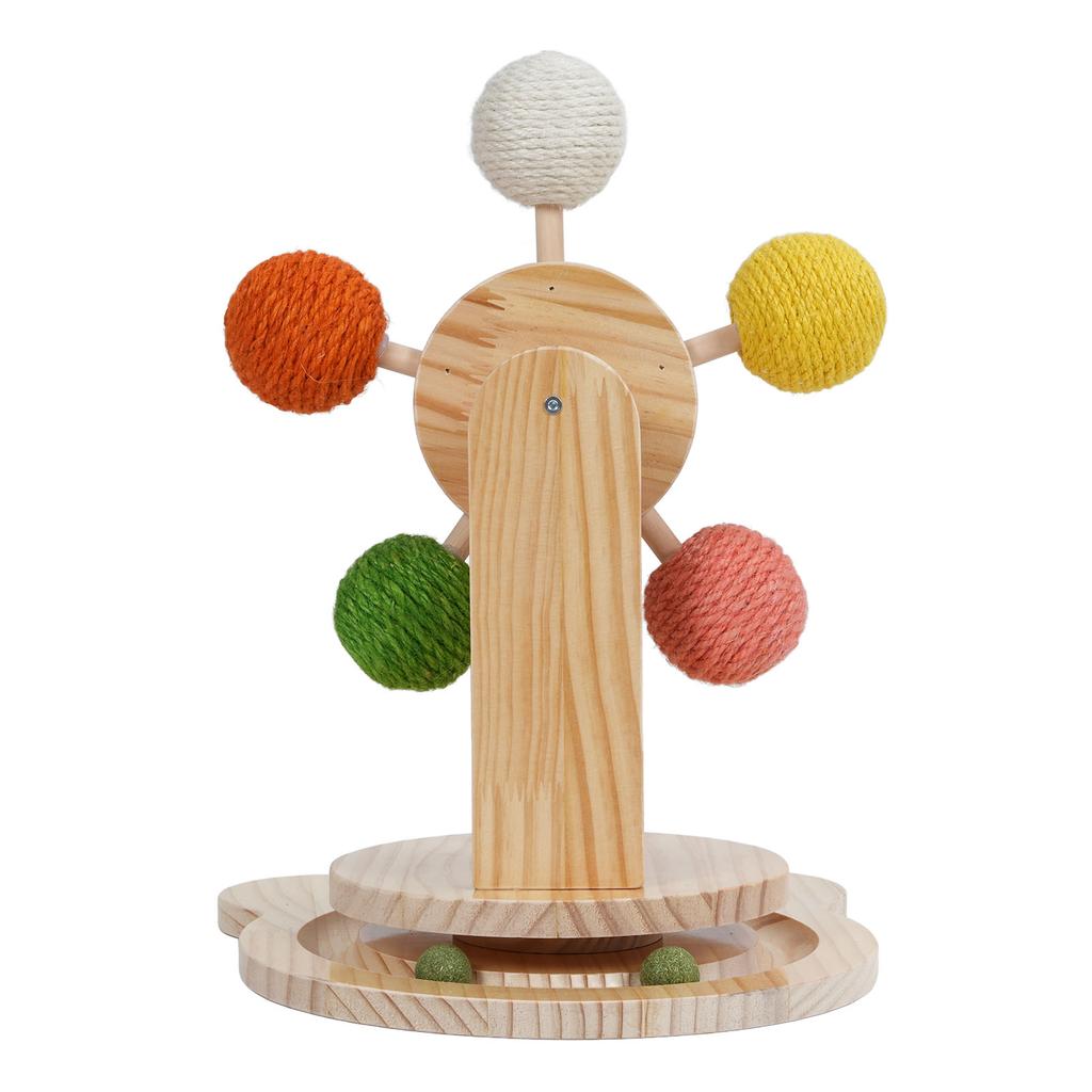 Деревянная основа для проигрывателя Игрушка-шарик для кошки Саморазвлечение Прочная конструкция Интерактивная когтеточка для кошек