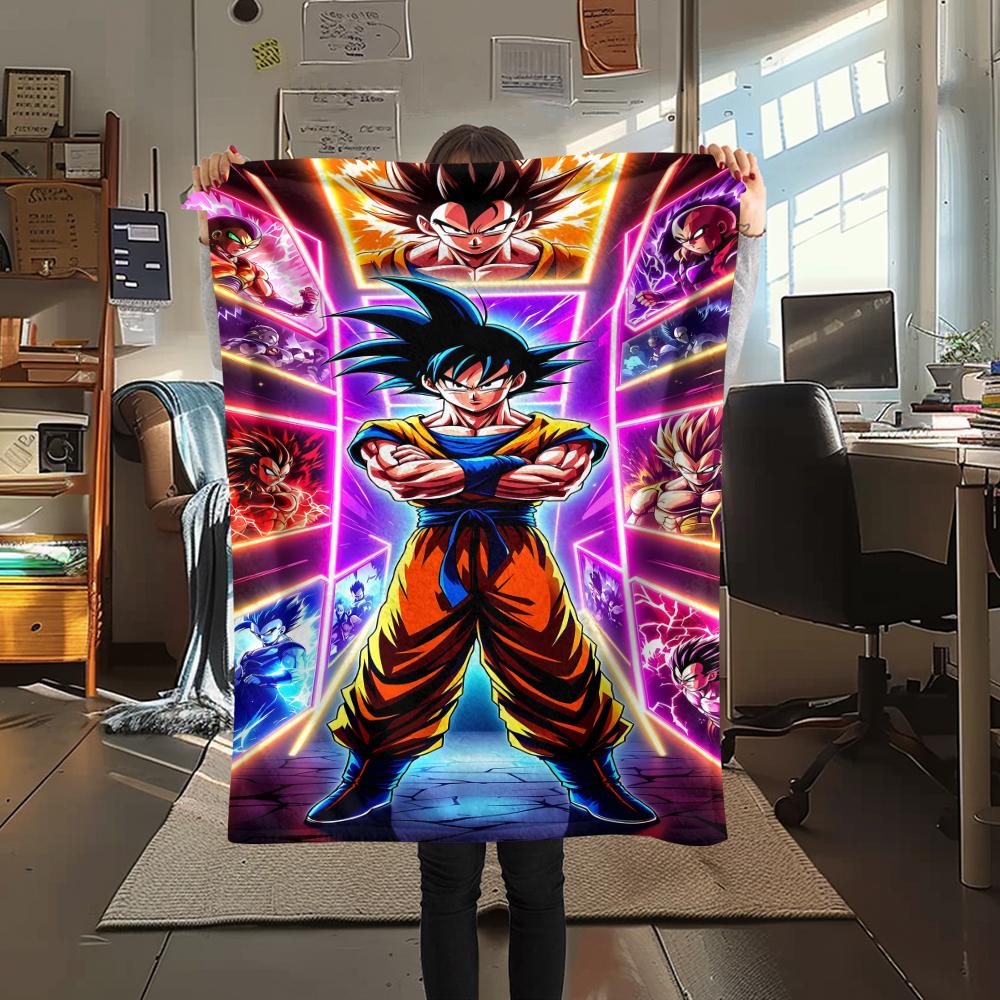 Фланелевое одеяло с принтом персонажей Dragon Ball, Высококачественное, Удобное для всех сезонов, Декор для дома, Тепло и уют, Идеально для рождественских подарков