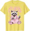 Not Today Cupid Pink Raccoon Funny Anti Valentine's Day Graphic T-Shirt Casual Tee Tops