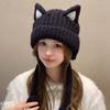 Ветрозащитная шапка с медвежьими ушками и кисточками, зимняя шапка-бомбер, вязаная шапка с кошачьими ушками для отдыха, уличная одежда