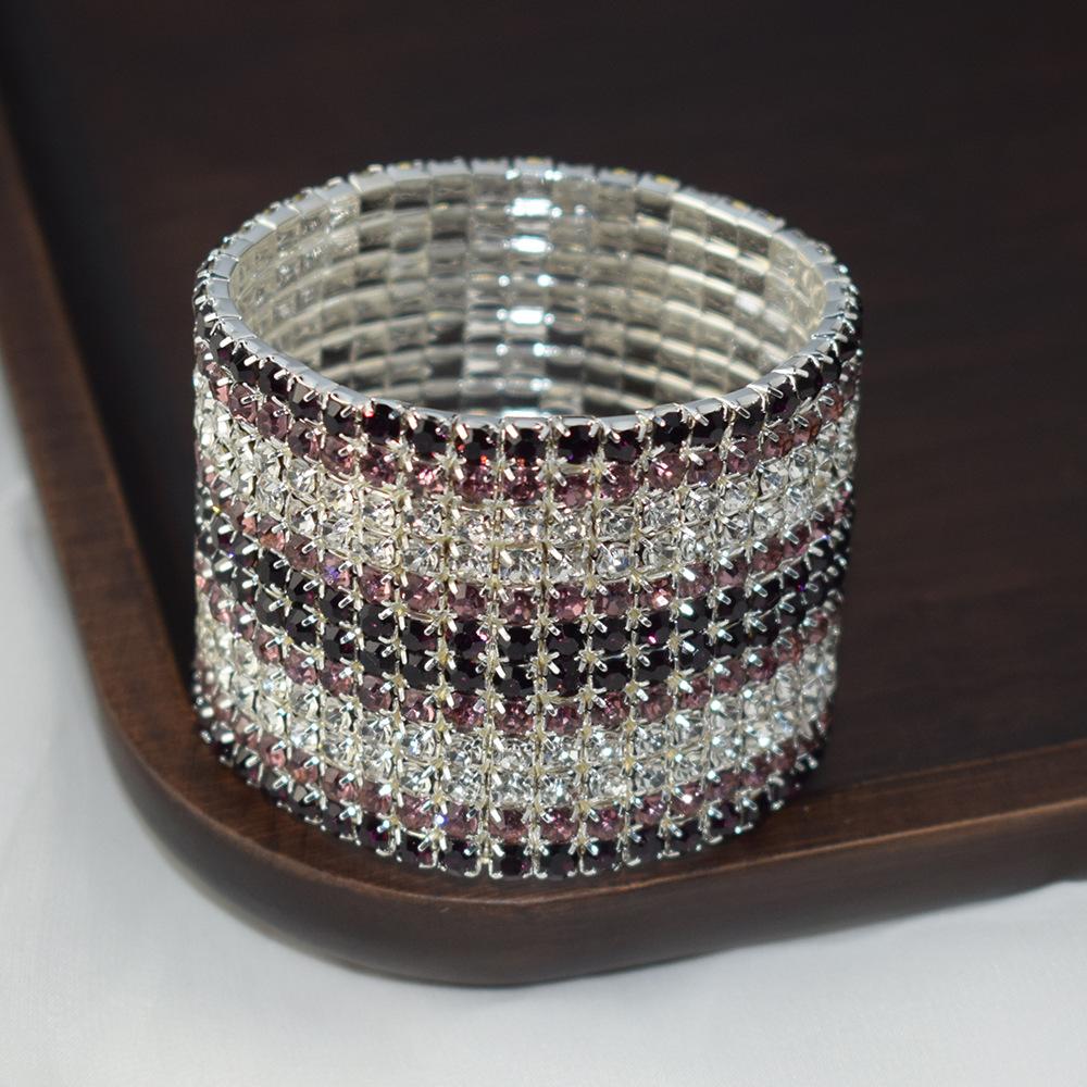 Super Flash Inlaid Bright Crystal Bracelet Rhinestone Multi-Layer Wide Elastic String Ornament