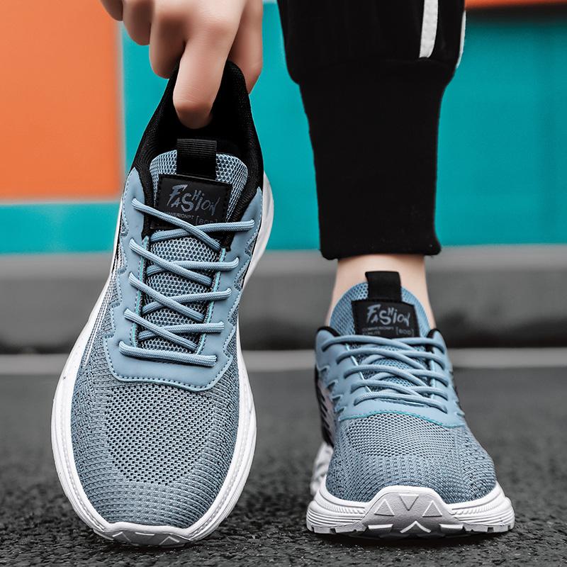 Fashion Blue Black Casual Sport Shoes Light Sneakers Men Outdoor Breathable Mesh Black Running Shoes Athletic Jogging Tennis Shoes