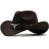 Hat Woolen Jazz Top Hat Bull Head Belt Solid Color Denim Hat
