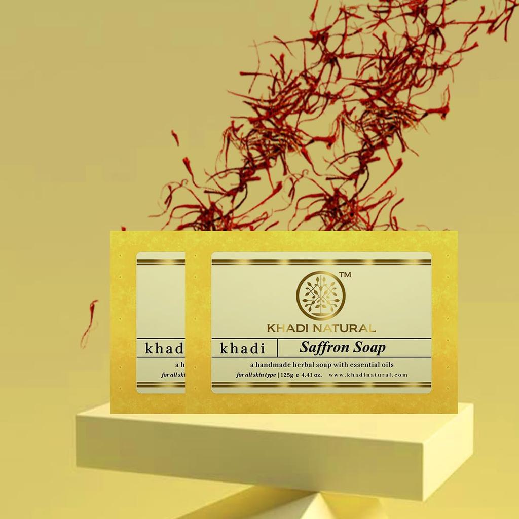 KHADI NATURAL Шафрановое мыло 125 г X Упаковка из 2 штук Глубоко увлажняющее Осветляющее мыло для естественного сияния Для всех типов кожи