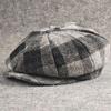 Big Size Wool Beret Man Octagonal Hat Women Spring Autumn Winter Wool Beret Dad Felt Ivy Cap Man Newsboy Caps M L XL