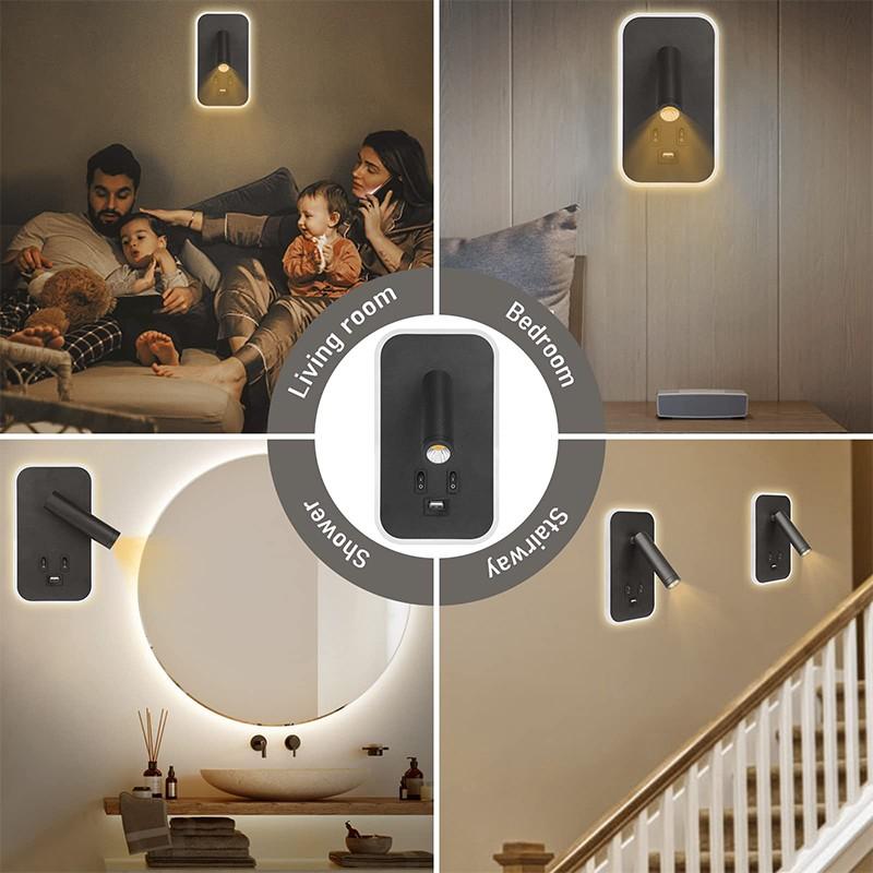 Настенный светильник для спальни, светильник для чтения, креативный прикроватный настенный ночник с зарядкой через USB-выход для прикроватного интерьера