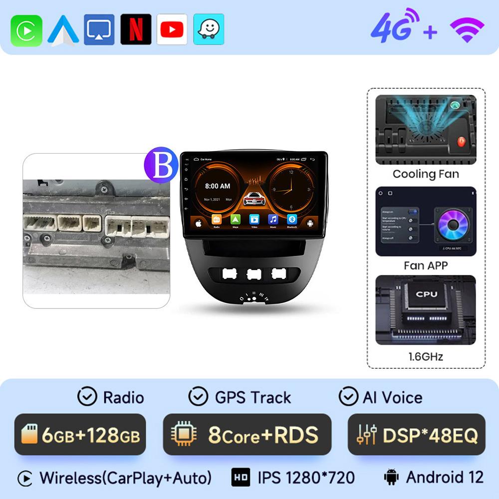 JIUYIN Android Автомагнитола Мультимедийный плеер Стерео Для Peugeot 107 Toyota Aygo Citroen C1 2005-2014 Navi Беспроводной Carplay Авто