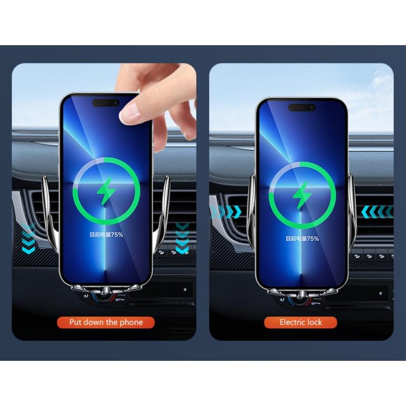 Автомобильный кронштейн для мобильного телефона, автоматическое открытие и закрытие, универсальный держатель для автомобильного телефона с беспроводной зарядкой, автомобильный вентиляционный кронштейн для автомобиля