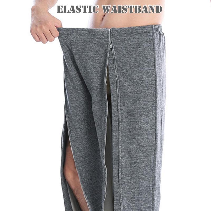 Мужские брюки для ухода за пациентами с полной молнией по всей длине. Послеоперационные брюки для легкого надевания/снятия.